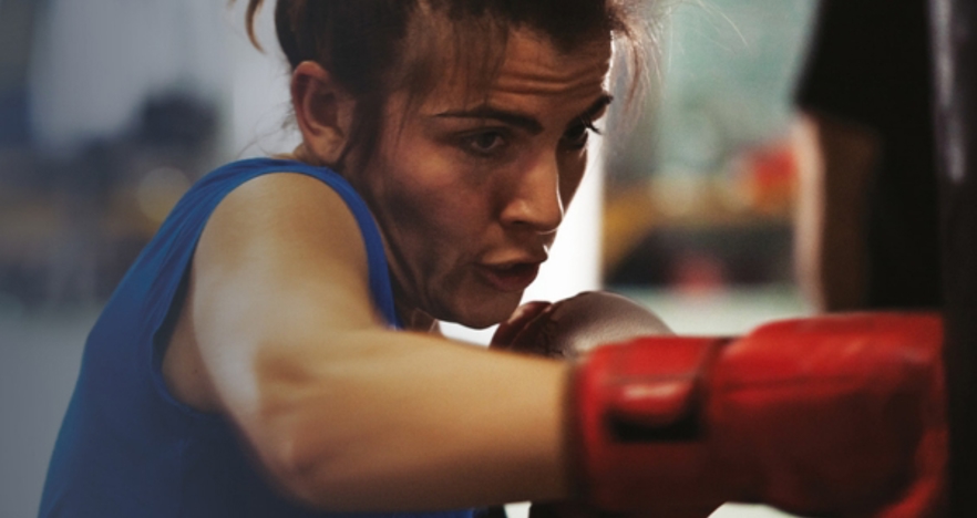 Two Column Woman Boxing Punchbag