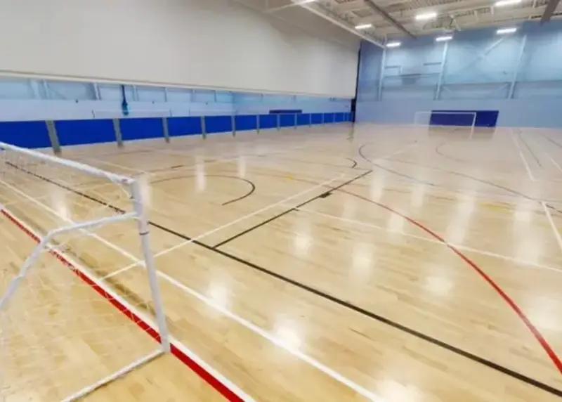 Sports hall set up for football at Andover Leisure Centre